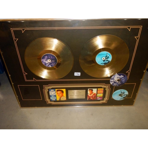 1762 - A large framed Elvis Presley 2 gold disc records