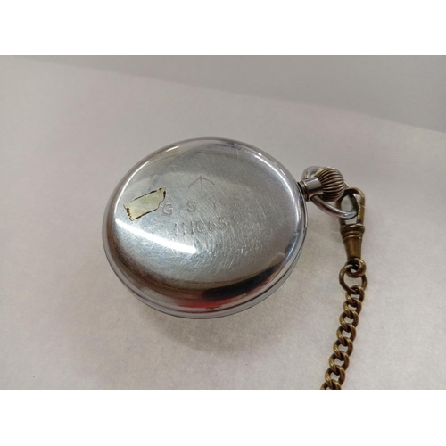 1011 - A Moderis pocket/stop watch marked G S T P 1110554 & Albert chain