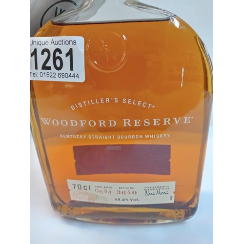 1261 - A bottle of Woodford Reserve Kentucky straight bourbon whiskey.