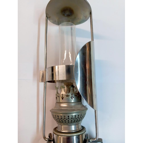 1254 - A stainless steel nautical gimbal oil lamp & A hydro thermometer