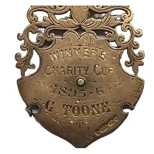 1020 - A rare gold Derbyshire F.A. Charity cup winners medal awarded to G. Toone of Notts County F.C.