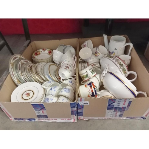 1244 - 2 boxes of china by Spode & Wedgwood etc.