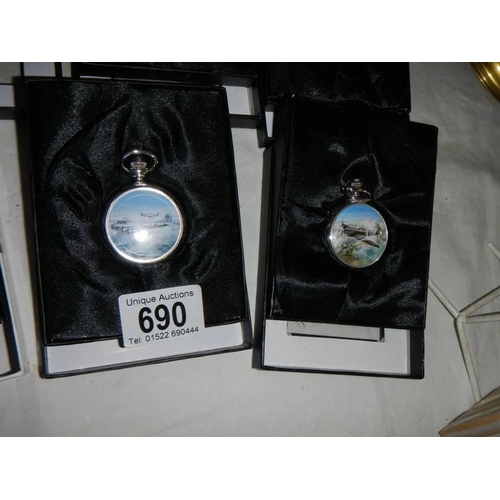 690 - Six collector's pocket watches.  Five in working order.