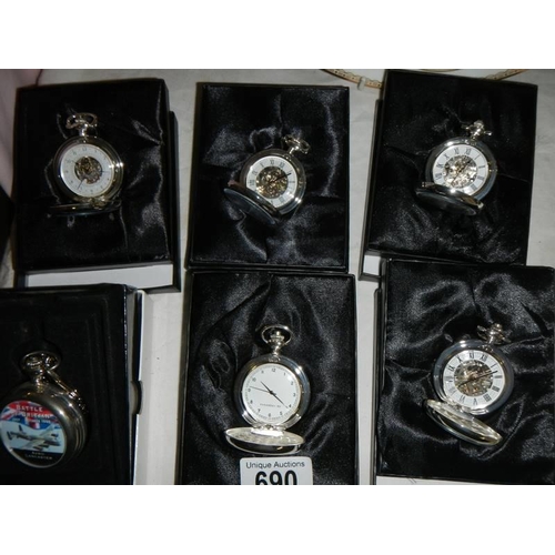 690 - Six collector's pocket watches.  Five in working order.