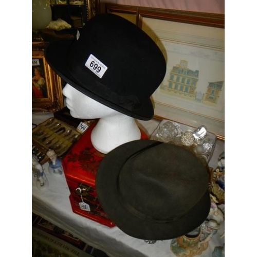 699 - A good quality bowler hat by Christies of London and another hat.