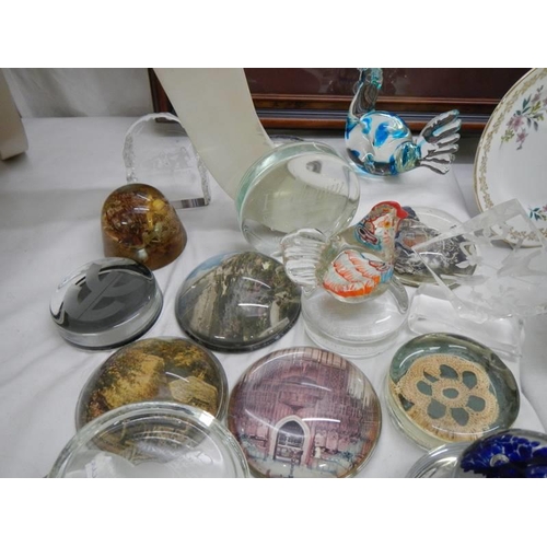 707 - A large quantity of glass and souvenir paperweights.