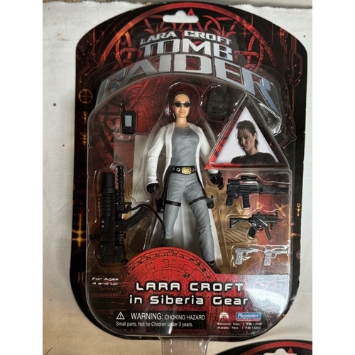 11 - 3 Tomb Raider Lara Croft figures in blister packs as new and 2 loose figures