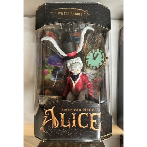 13 - 4 boxed American McGee's Alice in Wonderland figures including white rabbit, Alice x 2 and Tweede De... 