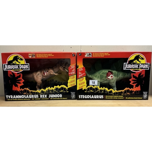 18 - A boxed Jurassic Park ltd edition electronic Stegosaurus and Tyrannosaurus Rex Junior as new