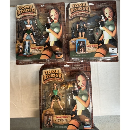 2 - 3 Tomb Raider Lara Croft figures in blister packs, as new