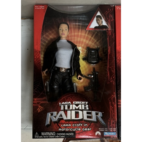 5 - 2 Tomb Raider Lara Croft figures and 1 in a blister pack, as new