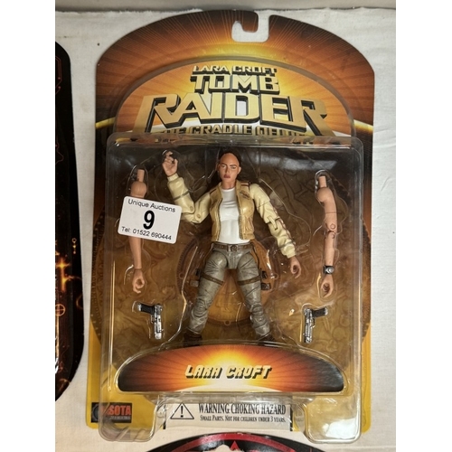 9 - 4 Tomb Raider Lara Croft figures in blister packs, as new