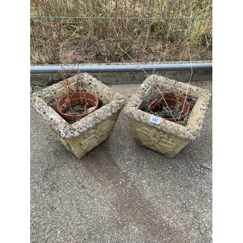 647 - 2 Concrete garden pots