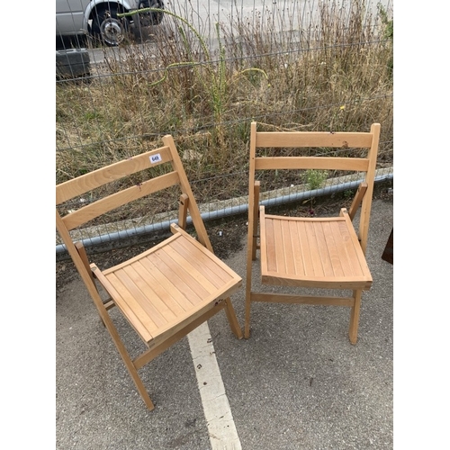 649 - 2 Wooden folding garden chairs