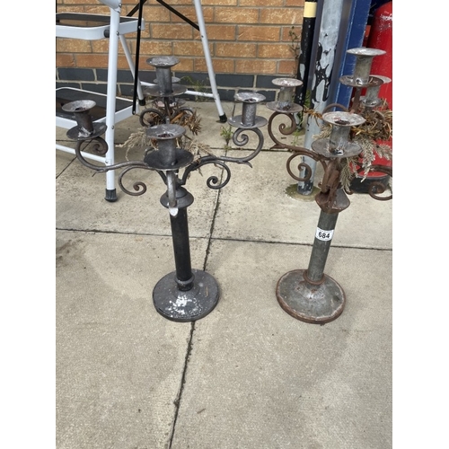 684 - 2 metal candelabras