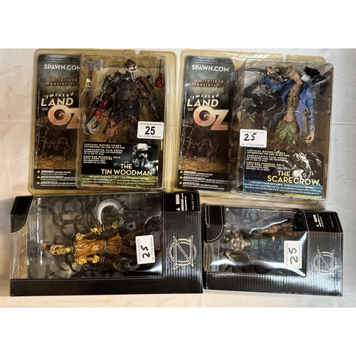 25 - 2 McFarlane monsters from Twisted Land Of Oz Scarecrow & Tin Woodman in blister packs. As new,  A bo... 