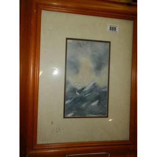 888 - A pine framed and glazed watercolour seascape signed and dated 1903. COLLECT ONLY.