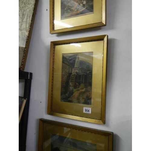 904 - A set of four framed and glazed rural scenes, COLLECT ONLY.