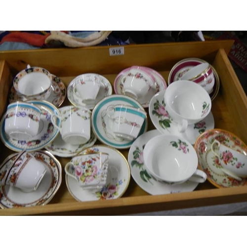 916 - Twelve vintage tea cups and saucers. COLLECT ONLY.