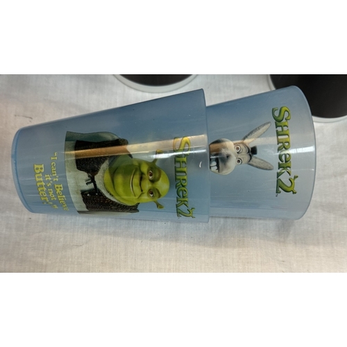 33 - A quantity of Star Wars figure drinking cups with straws, 3 Valiant cups & 2 Shrek cups