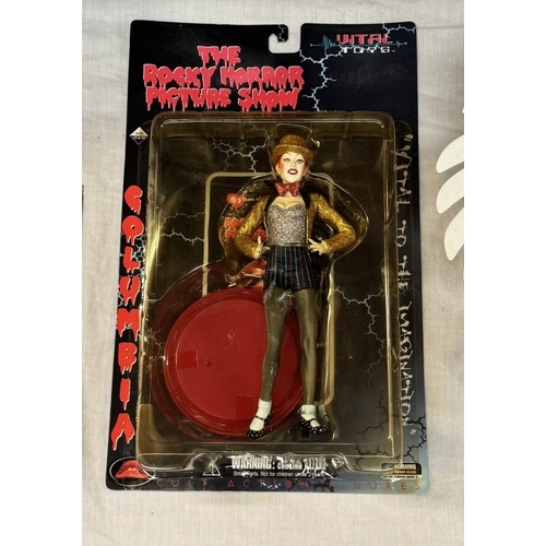 34 - 3 The Rocky Horror Picture Show figures in blister packs by Vital Toys. As new