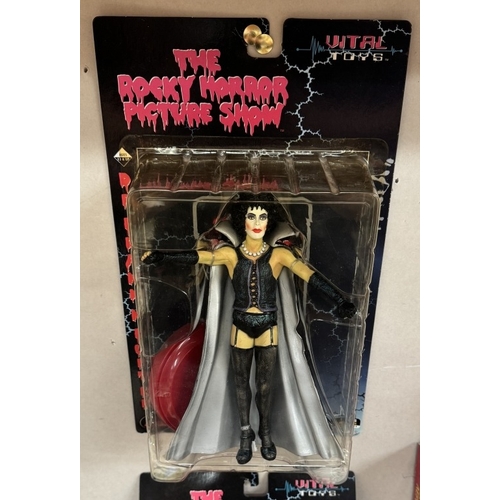 34 - 3 The Rocky Horror Picture Show figures in blister packs by Vital Toys. As new