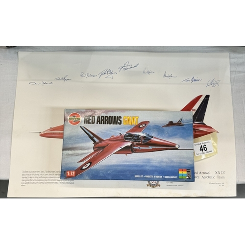 46 - An Airfix boxed Red Arrows Gnat model & Signed Red Arrows print 1982