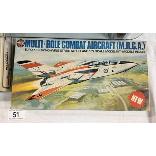 51 - 2 Vintage Airfix 72 scale aircraft kits including BAC Canberra