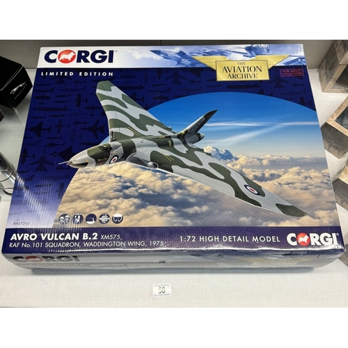 58 - A boxed Corgi aviation archive limited edition, AV27204 Avro Vulcan XM575 RAF No 101 Squadron Waddin... 