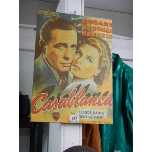 935 - A 1940's style print on canvas advertising 'Casablanca'.