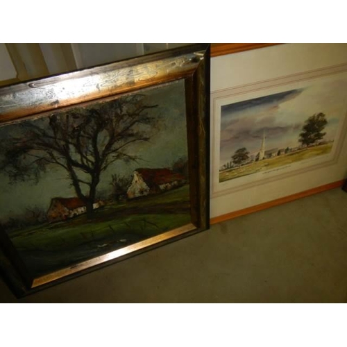 941 - Six framed and glazed pictures including watercolours,  COLLECT ONLY.