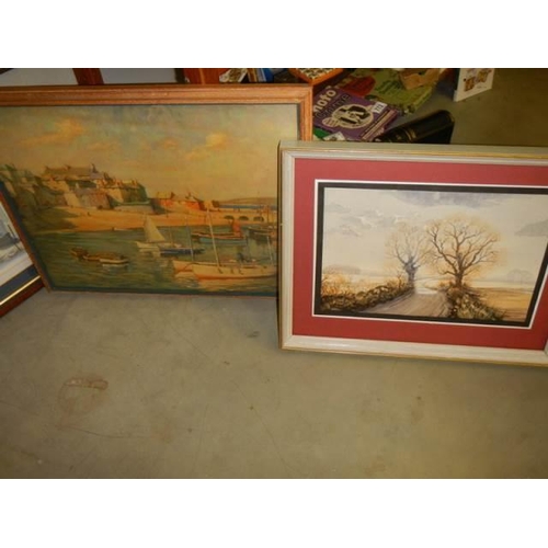 941 - Six framed and glazed pictures including watercolours,  COLLECT ONLY.