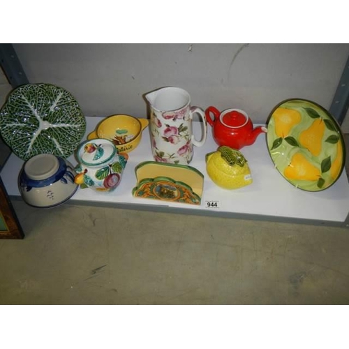 944 - A mixed lot of ceramic pots, jugs, plates etc.,