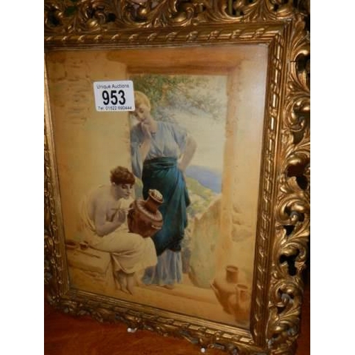 953 - An Edwardian gilt framed and glazed study of a pottery artist. COLLECT ONLY.