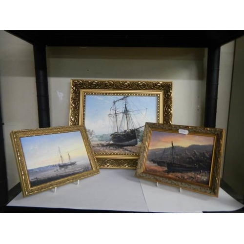 963 - Three oil paintings of nautical scenes, COLLECT ONLY.