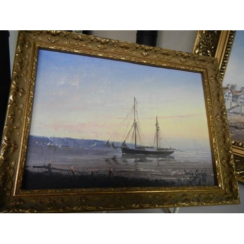 963 - Three oil paintings of nautical scenes, COLLECT ONLY.