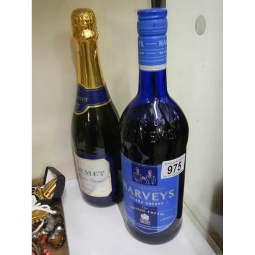 975 - A bottle of Harvey's Solero Sherry and a bottle of Haumet semi sec wine.