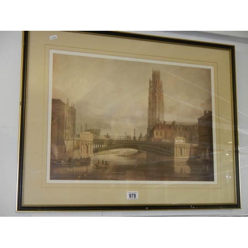 978 - An early 20th century framed and glazed engraving. COLLECT ONLY.