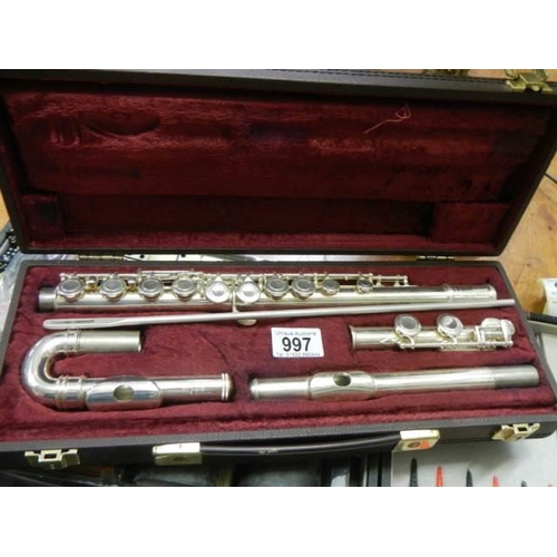 997 - A cased Buffet Paris 'Trevor James' silver plate flute.