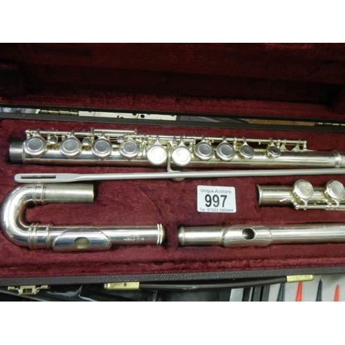 997 - A cased Buffet Paris 'Trevor James' silver plate flute.