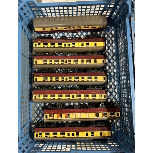 75 - 3 crates of railway rolling stock including 2 engines and many carriages