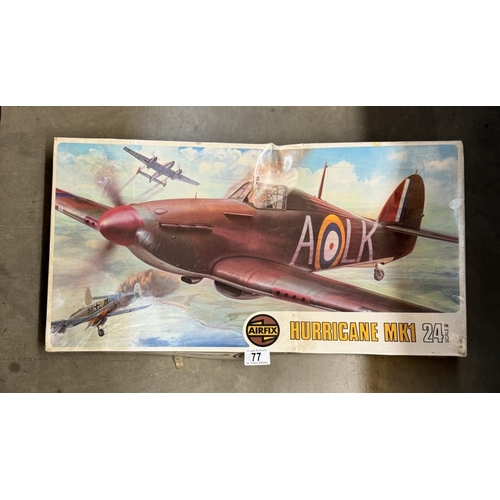 77 - Vintage Airfix 24 scale Hawker Hurricane mk1