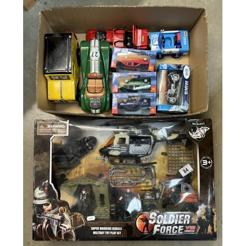 84 - A boxed big Rhino soldier force VIII series 8 play set & boxed / unboxed diecast etc