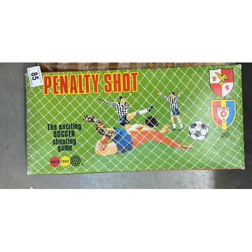 85 - Boxed Marx penalty shot and Chad Valley Soccatelle bagatelle and a Toogood and Jones super soccer fo... 