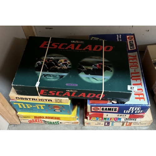 87 - A good selection of vintage board games etc including Escalado, Avalanche zero lift off etc