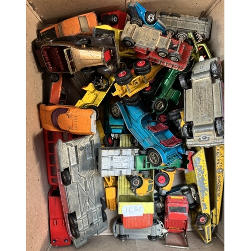 92 - A box of play worn diecast mostly Matchbox including Dinky Fab 1 & Corgi Lotus