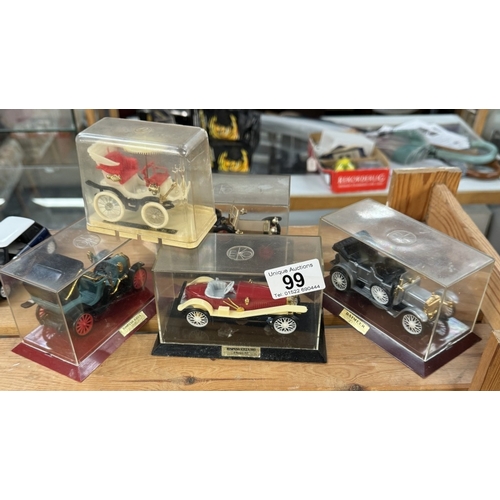 99 - 4 Boxed EKO micro miniatures veteran cars & 1 other. Mc Hispano Suizza, Daimler, Rolls Royce etc