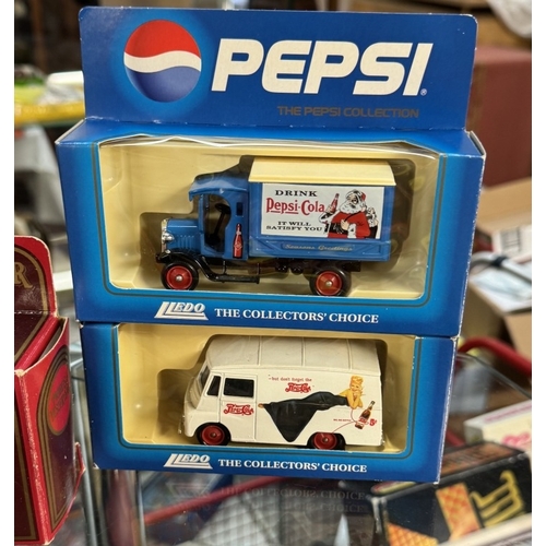 121 - A quantity of boxed Pepsi & Coke diecast including Matchbox, Convoy, Lledo etc