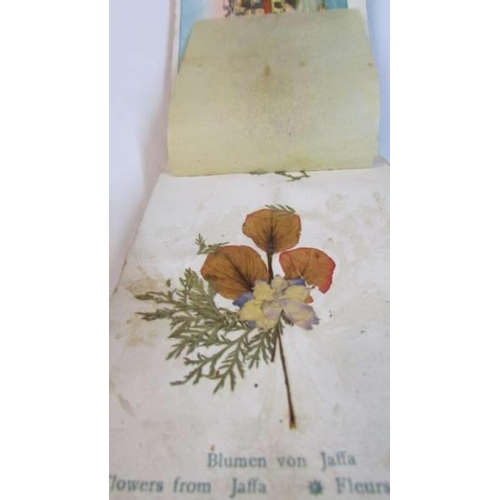 1096 - Eight WW1 silk greeting cards and an olive wood Jerusalem souvenir album.