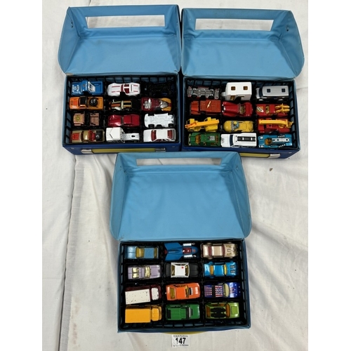 147 - 3 Matchbox 24 model collectors cases of diecast including Superfast & Corgi Juniors